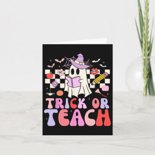 Cartão Pista Ou Ensino Pêssego Professora De Halloween