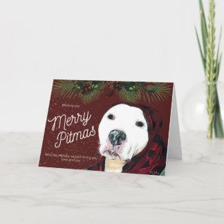 Cartão Pit Bull Christmas "Merry Pitmas" Greeting Card