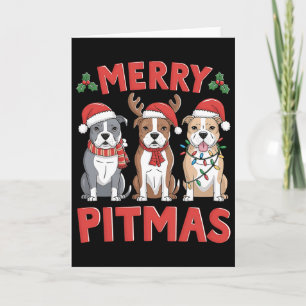 Cartão Pit Bull Papai Noel Luzes Árvore de Natal Xmas Ale