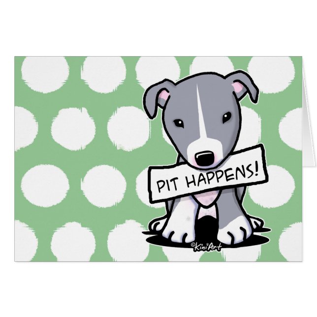 Cartão Pit Happens Pitbull Dog (Frente horizontal)