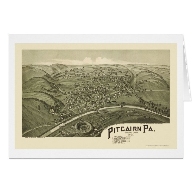 Cartão Pitcairn, mapa panorâmico do PA - 1901 (Frente Horizontal)
