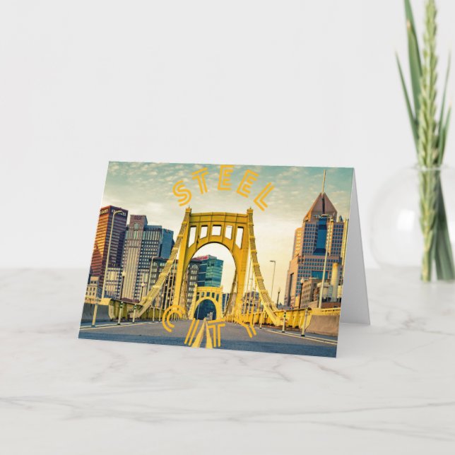 Cartão Pittsburgh Steel City Skyline 412 Pennsylvania Can (Frente)