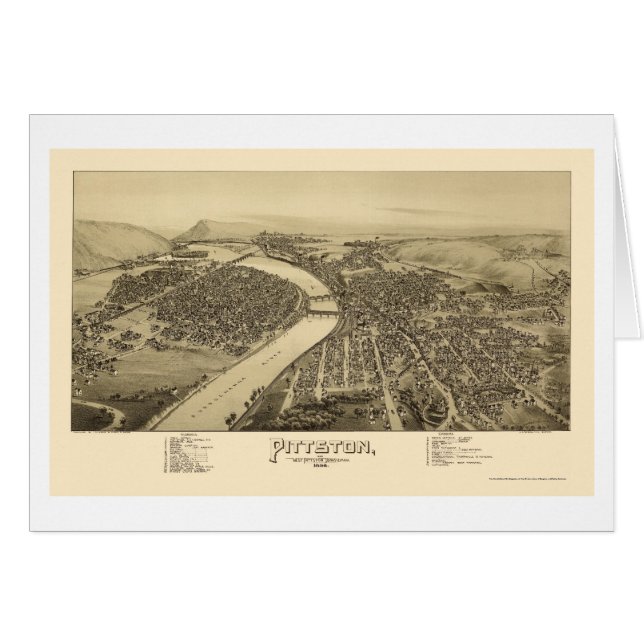 Cartão Pittston, mapa panorâmico do PA - 1892 (Frente Horizontal)