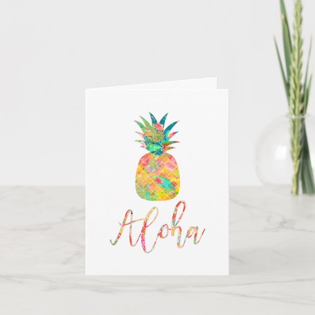 Cartão PixDezines Aloha Pineapples/DIY background (Frente)