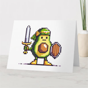 Cartão Pixel Avocado Warrior - Caractere do Jogo Retroati