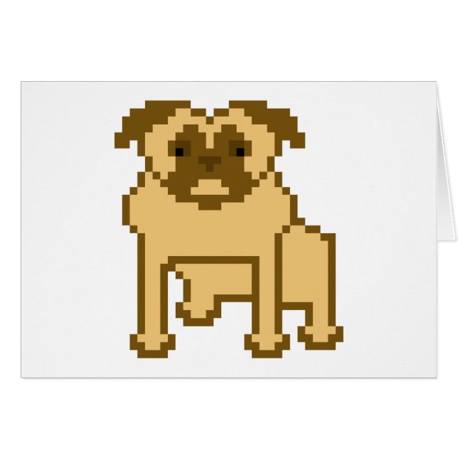 Cartão Pixel Pug (Frente Horizontal)