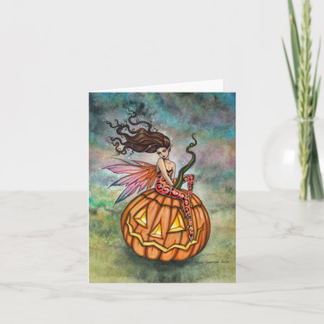 Cartão Pixie de Halloween Fairy Art por Molly Harrison (Frente)
