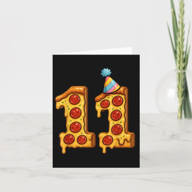 Cartão Pizza 11 Birthday, Festa De 11 Anos, Hat Bday (Frente)