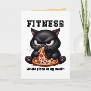 Cartão Pizza Fitness Gato Preto Engraçado