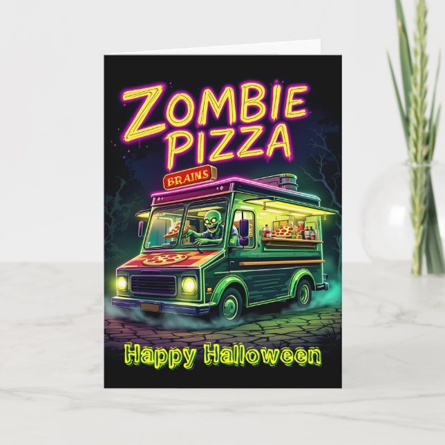 Cartão Pizza Zombie No Seu Bairro No Halloween! (Frente)