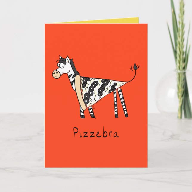 Cartão Pizzebra Pizza Zebra Cute Food Greeting Card (Frente)