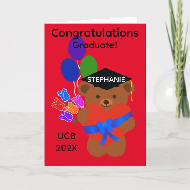 Cartão Placa #3-2 do Urso de Graduação (Frente)