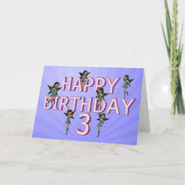 Cartão Placa aniversário de 3 anos de fadas de flores