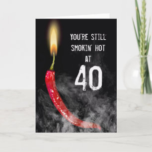 Cartão Placa aniversário de 40 anos de pimenta-quente ve
