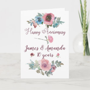 Cartão Placa Aniversário de Aquarela Floral