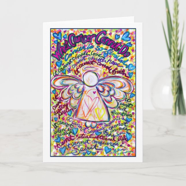 Cartão Placa Anjo do Cancer do primavera Hearts (Frente)