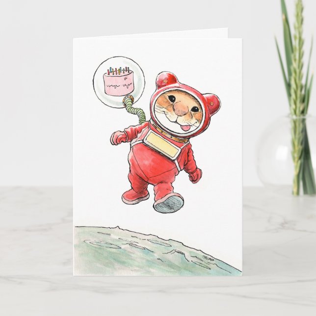 Cartão Placa AstroMouse Birthday (Frente)