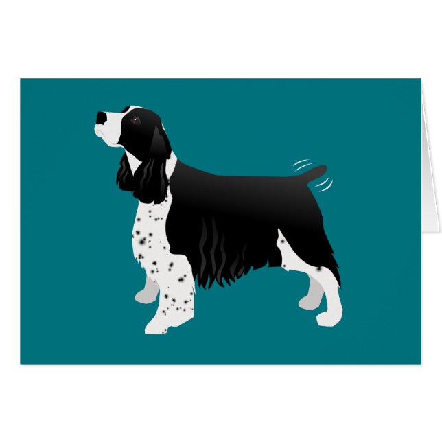 Cartão Placa básica de espanhol Black English Springer (Frente Horizontal)