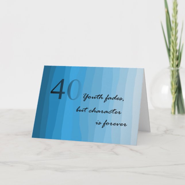 Cartão Placa Blues de aniversário de 40 anos Feliz (Frente)