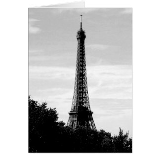Cartão Placa branca e preto Torre Eiffel