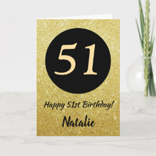 Cartão Placa brilhante Dourada e preto de aniversário fel