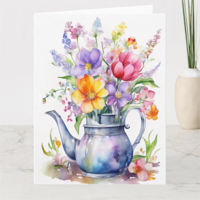 Cartão Placa Colorida Spring Flowers (Frente)