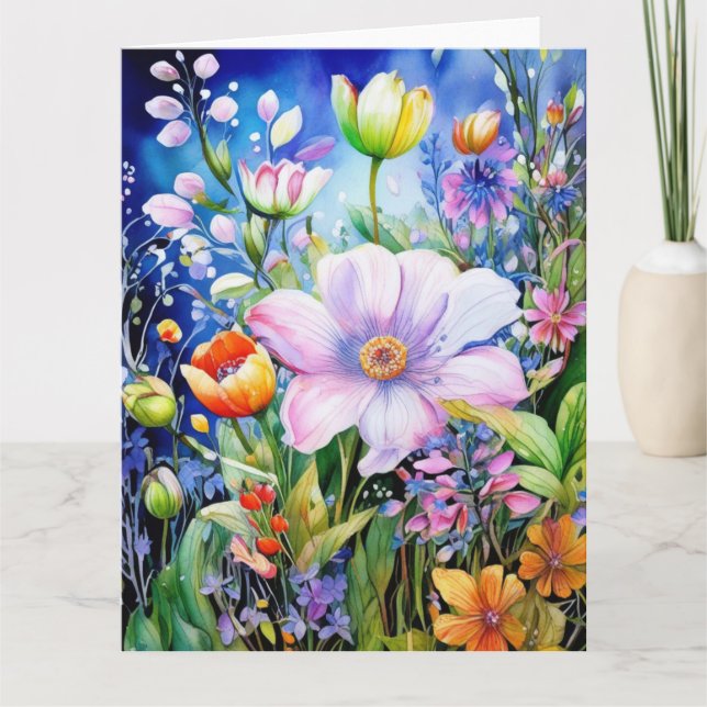 Cartão Placa Colorida Spring Flowers (Frente)