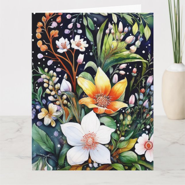 Cartão Placa Colorida Spring Flowers (Frente)