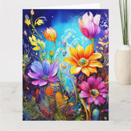 Cartão Placa Colorida Spring Flowers