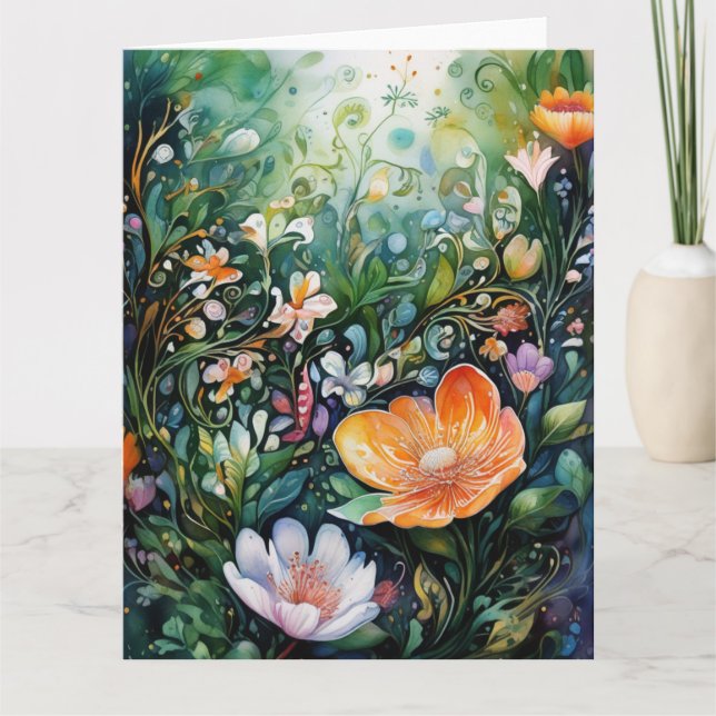 Cartão Placa Colorida Spring Flowers (Frente)