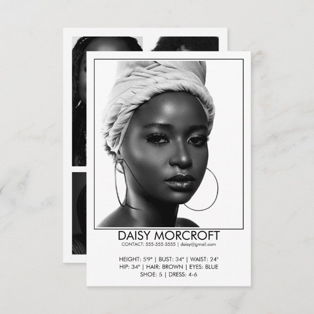 Cartão Placa comp de Foto do Ator de Modelo Profissional  (Frente/Verso)