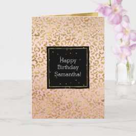 Cartão Placa Confetti Glitz Glitz Leopardo Dourada rosa