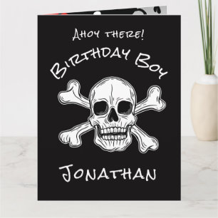 Cartão Placa Crossbones Pirata Preta