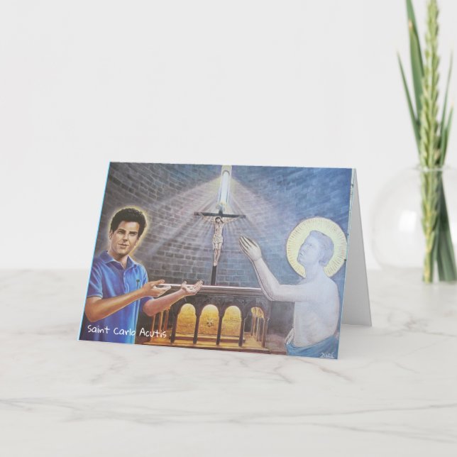 Cartão Placa de Acutis santo (Frente)