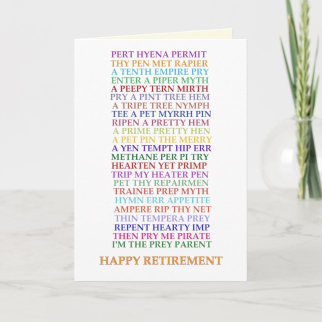 Cartão Placa de Anagramas de Reforma, nova versão (Frente)