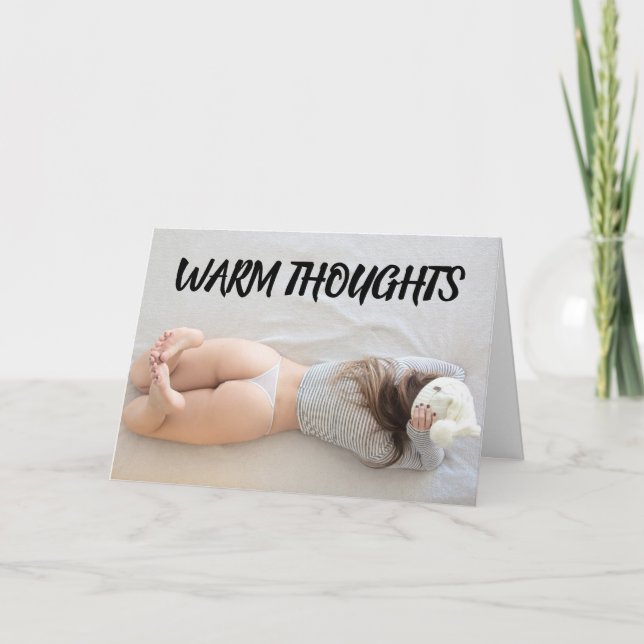 CARTÃO PLACA DE ANIVERSÁRIO BARE BUMBUM G-STRING BEACH GI (Frente)