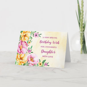Cartão Placa de Aniversário da Filha das Flores da primav