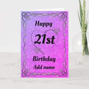 Cartão Placa de aniversário de 21 anos bonito especial