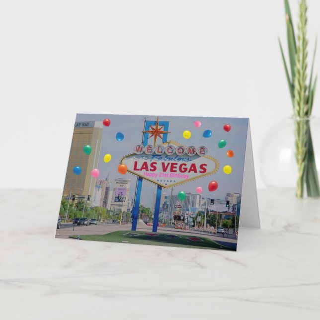 Cartão Placa de aniversário de 21 anos Feliz Las Vegas a  (Frente)
