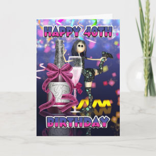 Cartão Placa de aniversário de 40 anos - Boneca de pano d