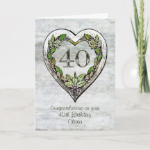 Placa de aniversário de 40 anos de Coração Rústica