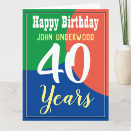 Cartão Placa de aniversário de 40 anos Feliz