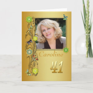Cartão Placa de aniversário de 41 ruas do Jardim do ouro