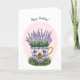 Cartão Placa de Aniversário de Algodão de lavanda