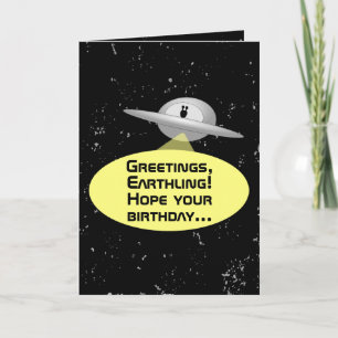 Cartão Placa de aniversário de Alienígena externa engraça