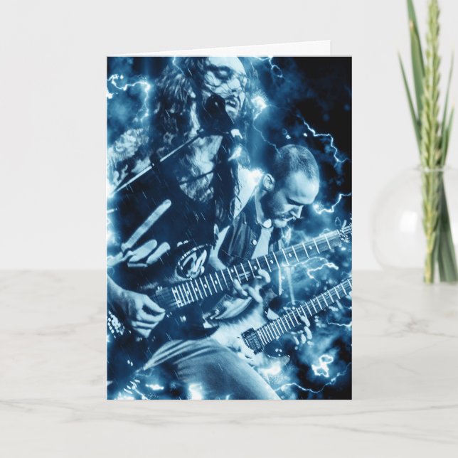 Cartão Placa de aniversário de Banda de metal pesado Duro (Frente)