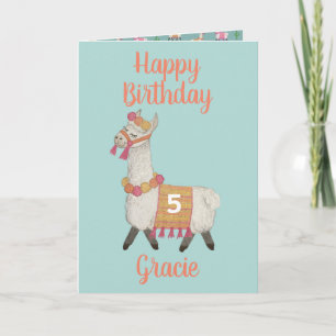 Cartão Placa de aniversário do Alpaca 5