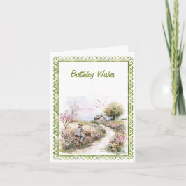 Cartão Placa de Aniversário do Cottagecore Springtime Wat