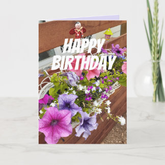Cartão Placa de aniversário do Jardim de Petunias bonito