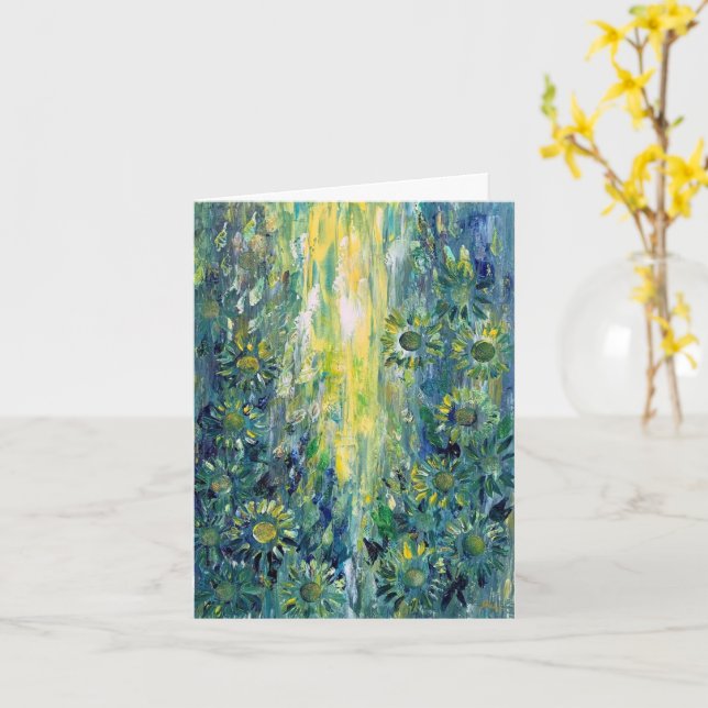 Cartão Placa de aniversário pequena, 4" x 5,6" (Flor Amarela)